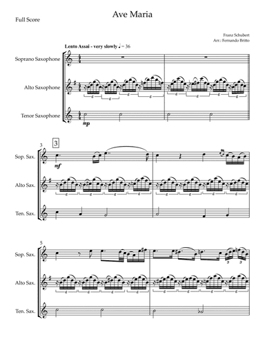 Ave Maria (Franz Schubert) for Saxophone Trio (arr. Fernando Britto)