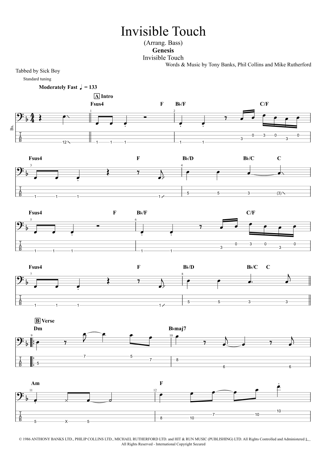 Invisible Touch (arr. Sick Boy)