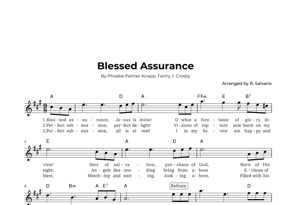 Blessed Assurance (Key of A Major) (arr. R. Salvario)