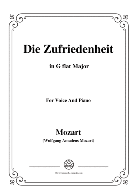Mozart-Die zufriedenheit,in G flat Major,for Voice and Piano (arr. MSM)