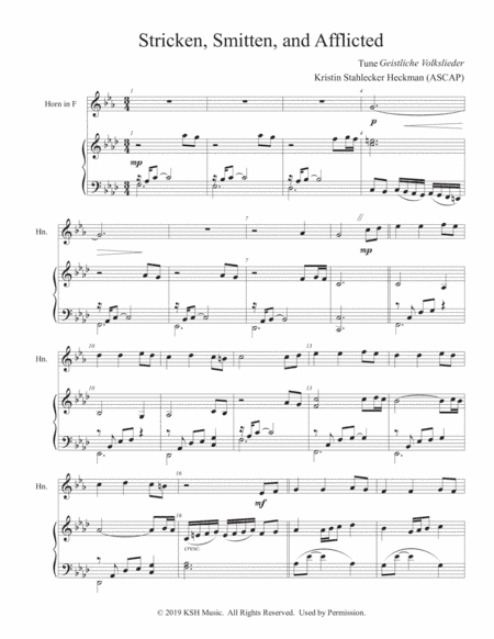 Stricken, Smitten and Afflicted (piano and French horn) (arr. Kristin Stahlecker Heckman)