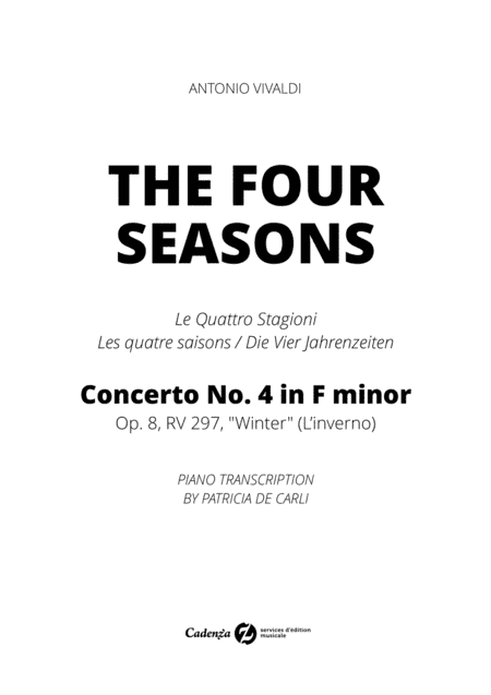 The Four Seasons - Winter (Piano Transcription) - Advanced piano (arr. Cadenza Editions)