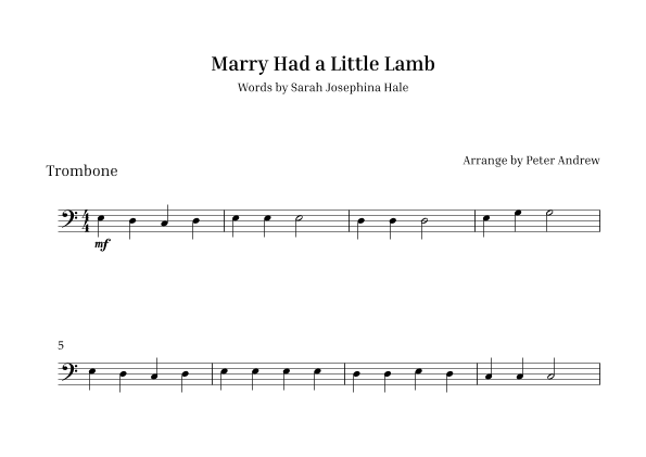 Marry Had  a Little Lamb (arr. Peter Andrew)