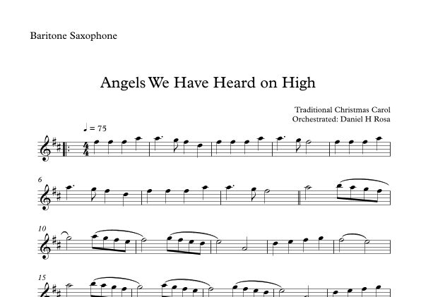 Angels We Have Heard on High  - Gloria in excelsi Deo - Easy Baritone Saxophone (arr. Daniel H Rosa)