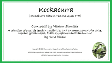 Kookaburra (kookaburra Sits In The Old Gum Tree) (arr. Fiona Hickie)