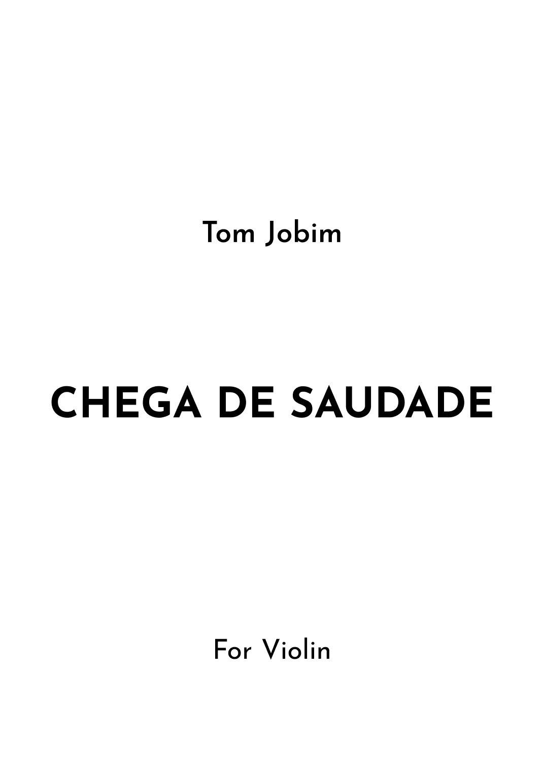 Chega De Saudade (no More Blues) (arr. Jireh J.)