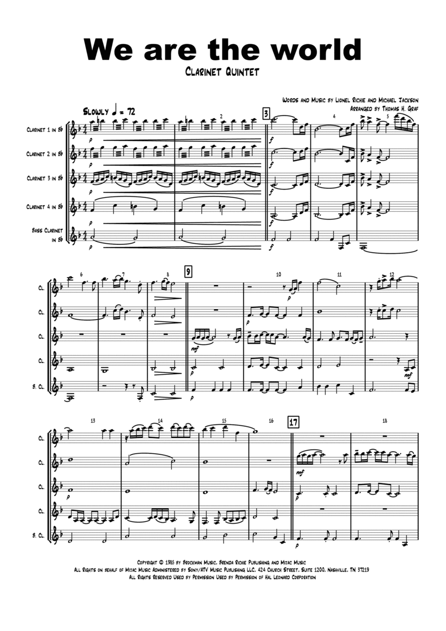 We Are The World (arr. Thomas Graf)