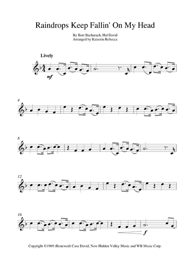 Raindrops Keep Fallin' On My Head (arr. Kaiserin Rebecca)