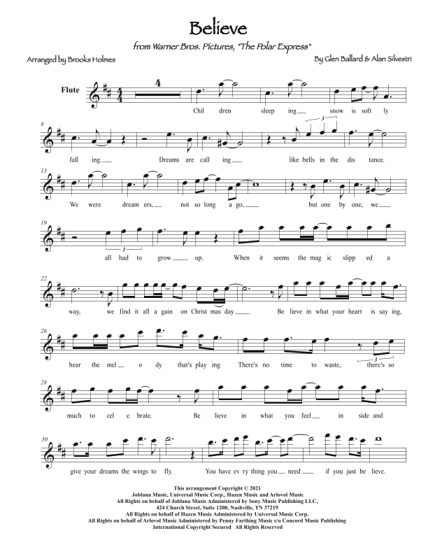 Believe (arr. Brooks Holmes)