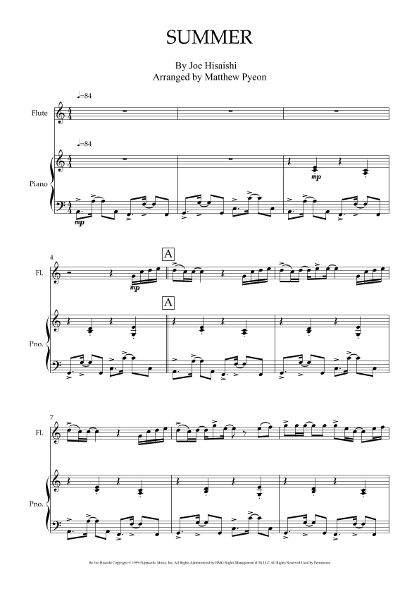 Summer (arr. Matthew pyeon)