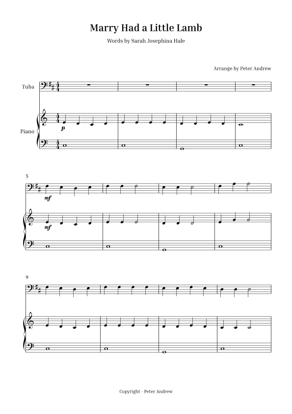 Marry Had  a Little Lamb (arr. Peter Andrew)
