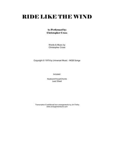 Ride Like The Wind (arr. Jim Farley www.arrangementsone.com)