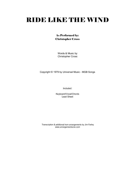 Ride Like The Wind (arr. Jim Farley www.arrangementsone.com)