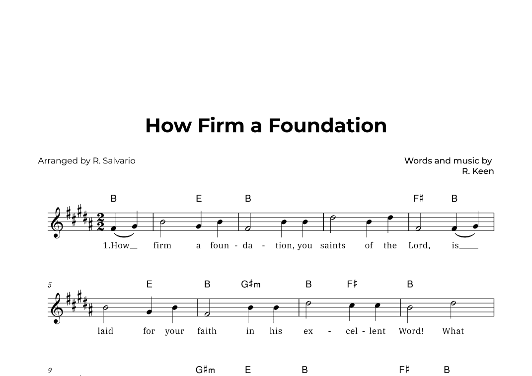 How Firm a Foundation (Key of B Major) (arr. R. Salvario)