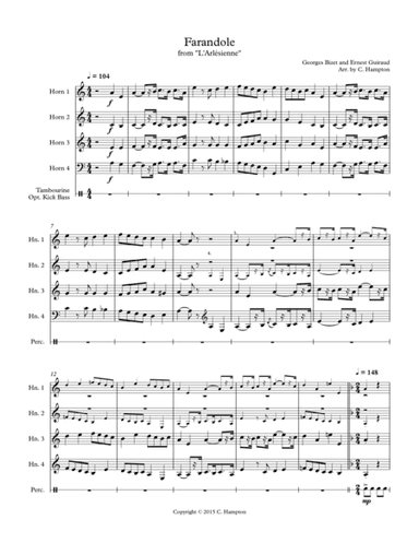 Farandole from "L'Arlesienne" for horn quartet (with substitutions) (arr. C. Hampton)