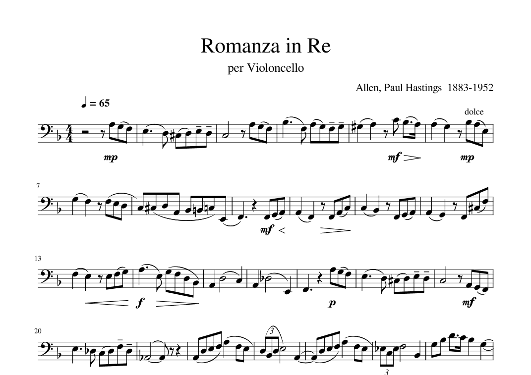 Allen Romanza in Re (arr. wenner)
