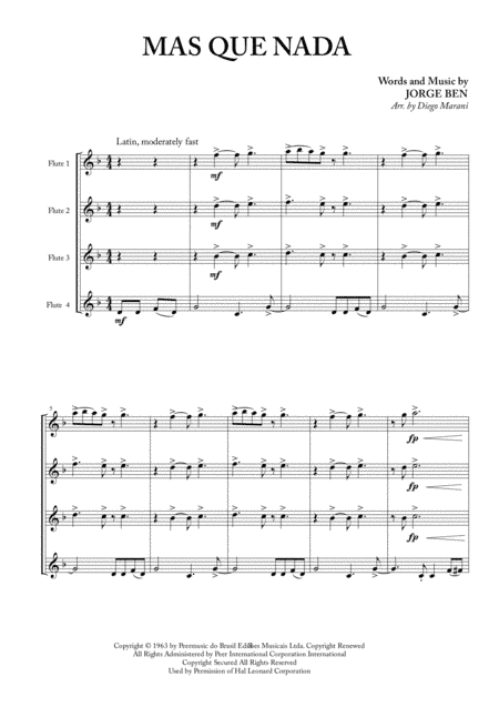 Mas Que Nada (arr. Diego Marani)