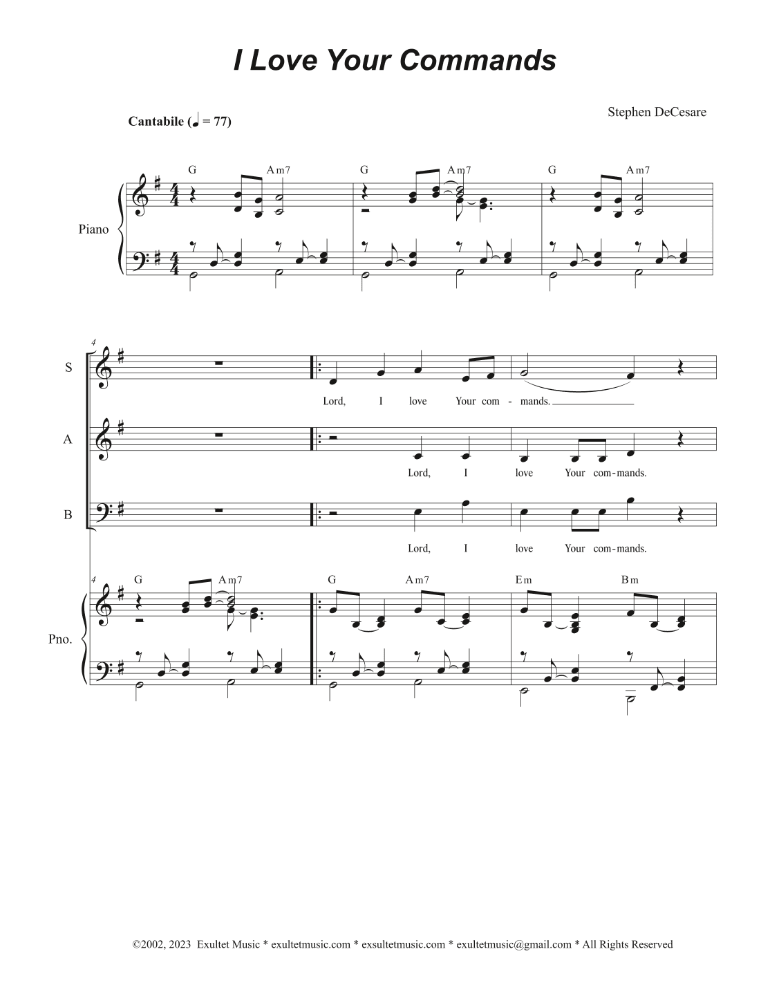 I Love Your Commands (Vocal Trio - (SAB)