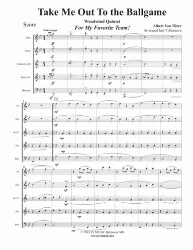 Take Me Out To The Ball Game for Woodwind Quintet (arr. Jari Villanueva)