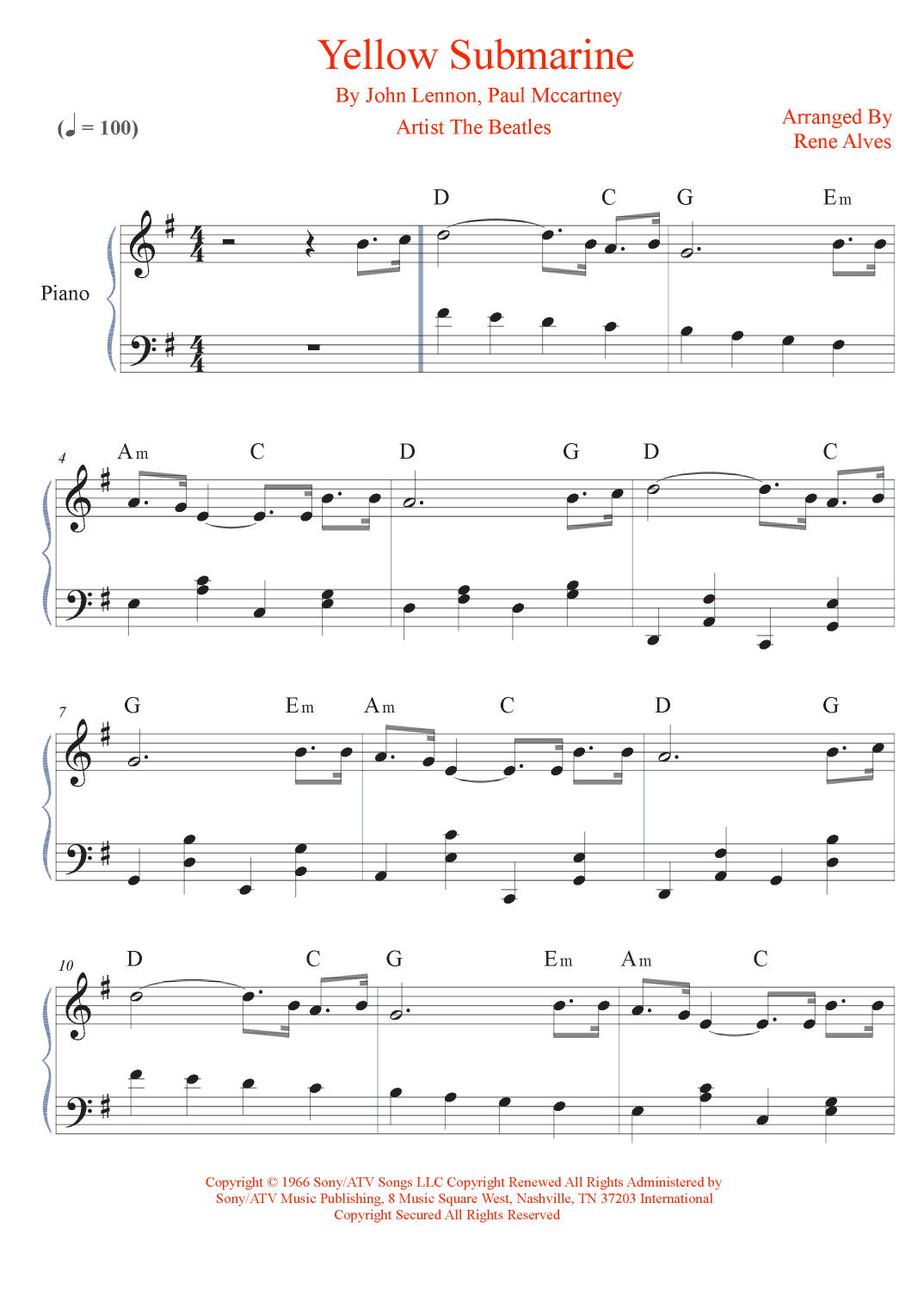 Yellow Submarine (arr. Rene Alves)