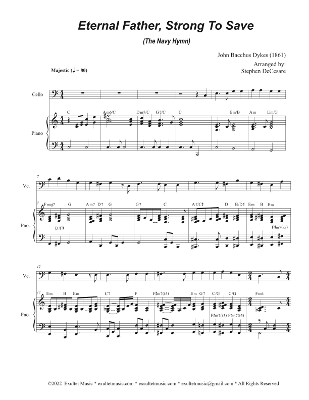 Eternal Father, Strong To Save (The Navy Hymn) (Cello solo and Piano) (arr. Stephen DeCesare)
