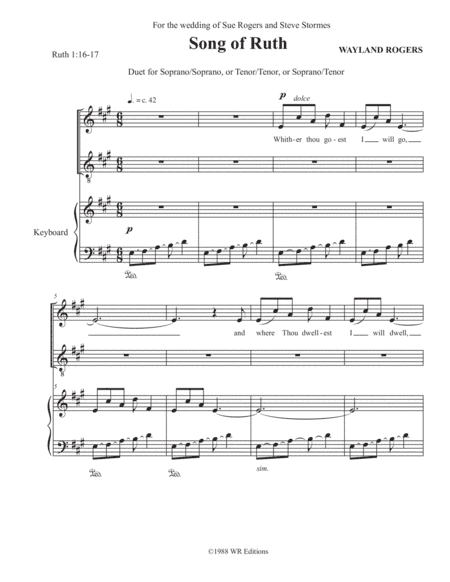 Song of Ruth (whither Thou Goest) Duet in A
