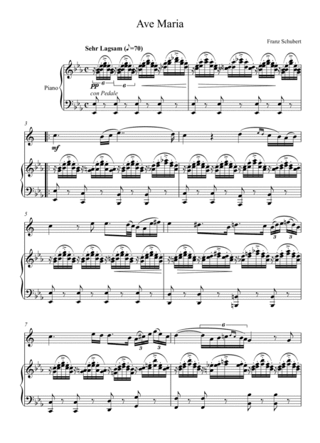 Franz Schubert - Ave Maria (Alto Saxophone Solo) - Eb key (arr. André Laitano)