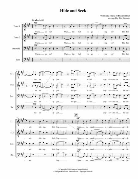 Hide And Seek (arr. Tim Sarsany)