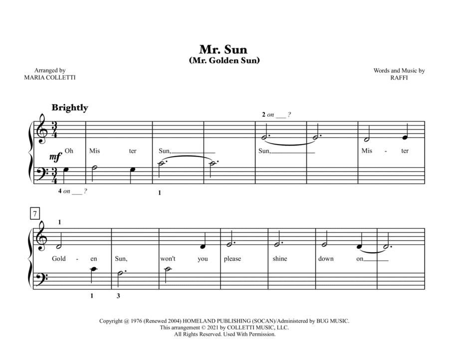 Mister Sun (arr. Maria Colletti)