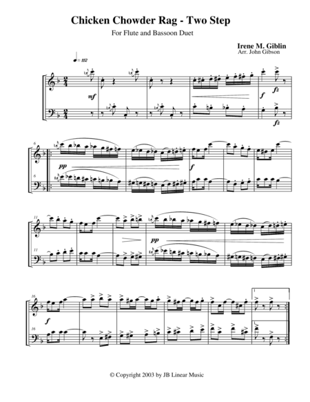Chicken Chowder Rag  for Flute and Bassoon Duet (arr. John Gibson)