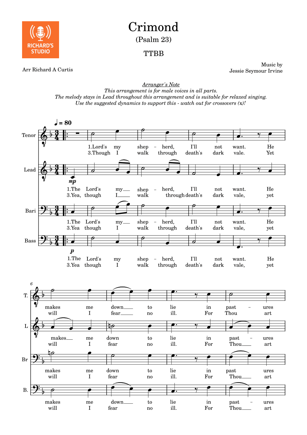 Crimond, The (arr. Richard A Curtis (Richard's Studio))