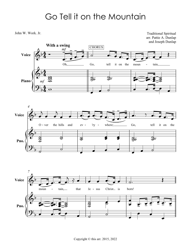 Go Tell it On The Mountain (arr. Pattie A. Dunlap and Joseph Dunlap)