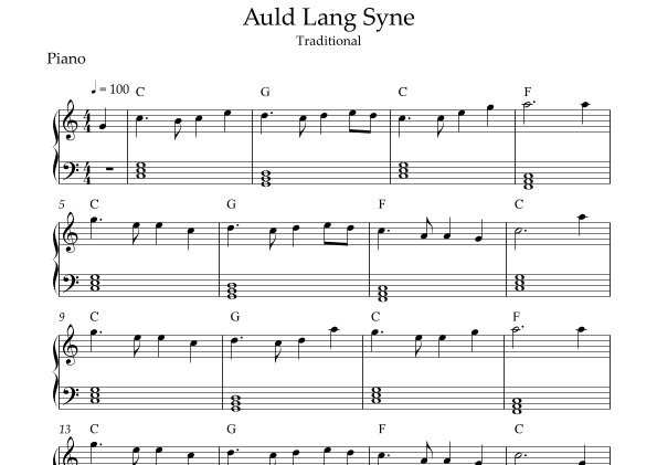 Auld Lang Syne  PIANO sheet music (arr. Edmarcelino)