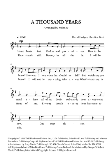 A Thousand Years (arr. Milanov)
