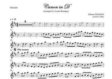 Canon in D (arr. Dr Lydia Buttigieg)