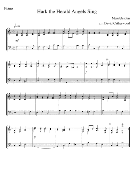 Hark the Herald Angels Sing arranged for easy piano by David catherwood (arr. David Catherwood)