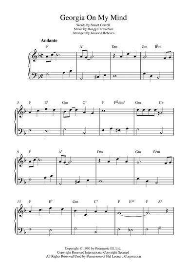 Georgia On My Mind (arr. Kaiserin Rebecca)