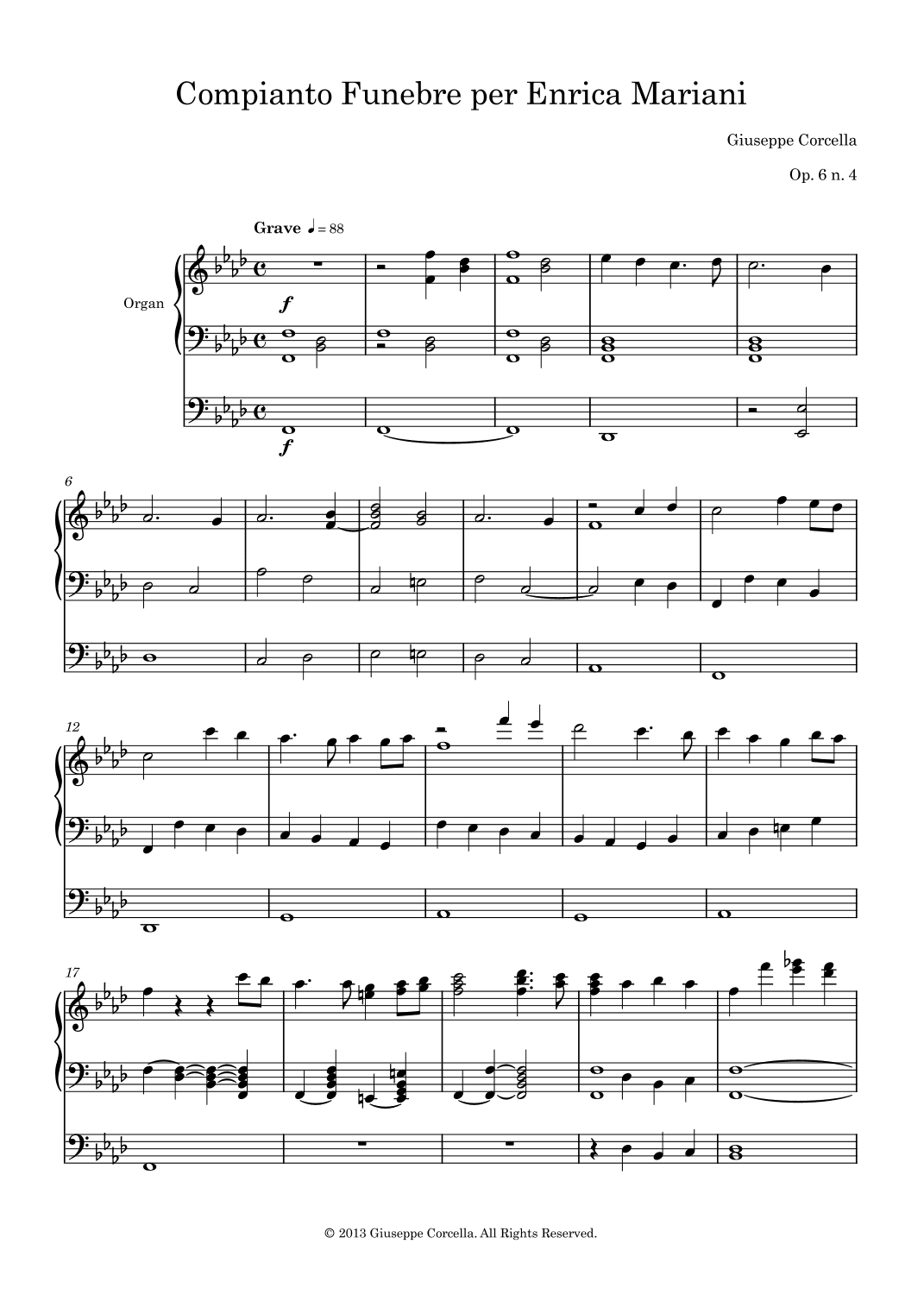 Compianto Funebre per Enrica Mariani, Op. 6 No. 4