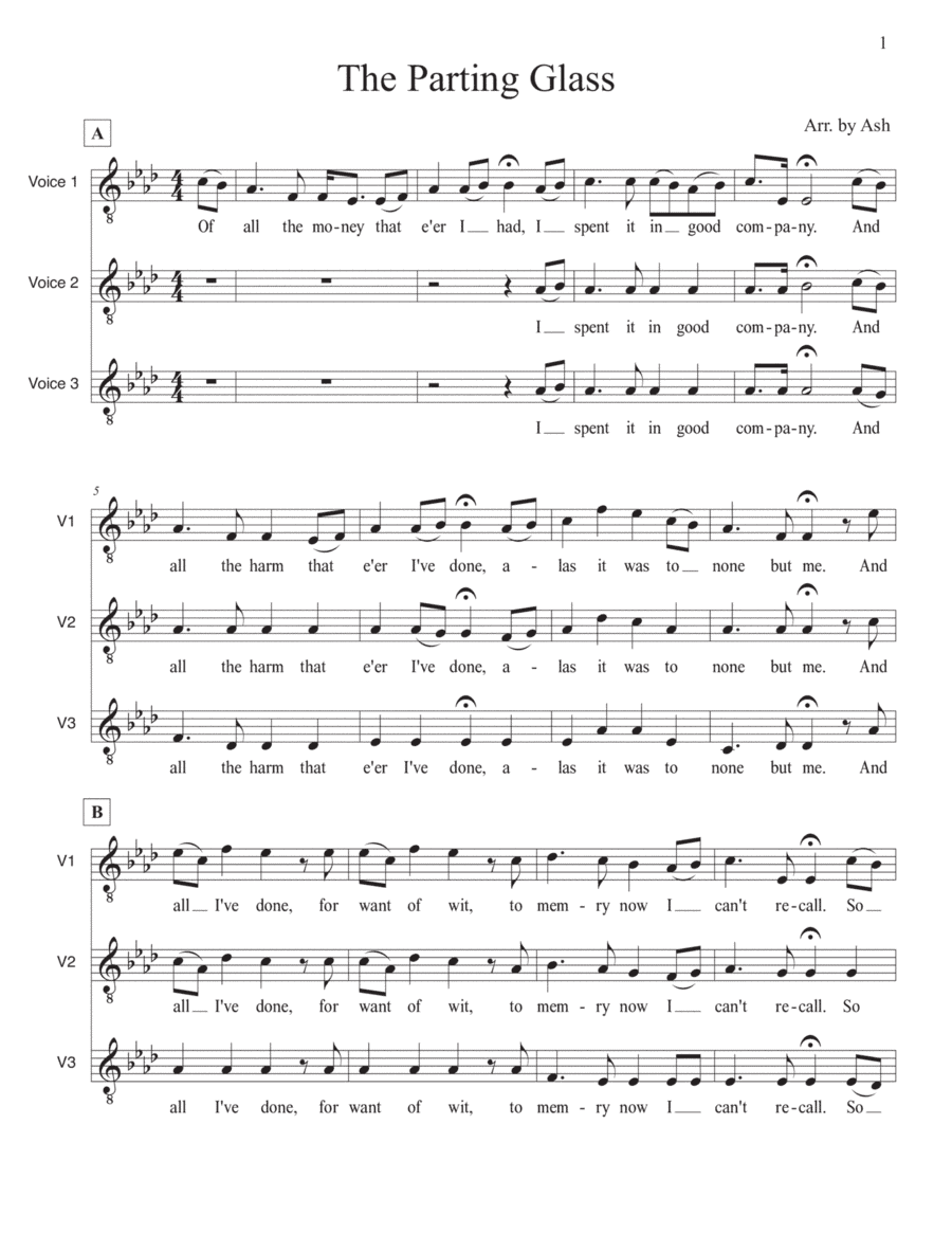 The Parting Glass (trio) (arr. Ash)