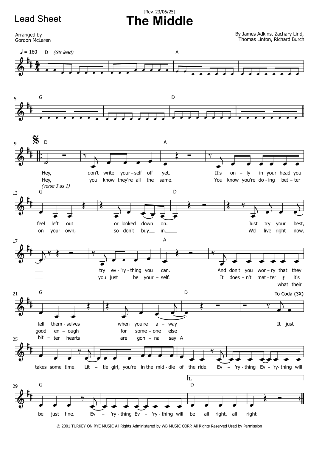 The Middle (arr. Gordon McLaren)