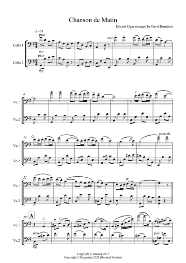 Chanson de Matin for Cello Duet (arr. David Burndrett)