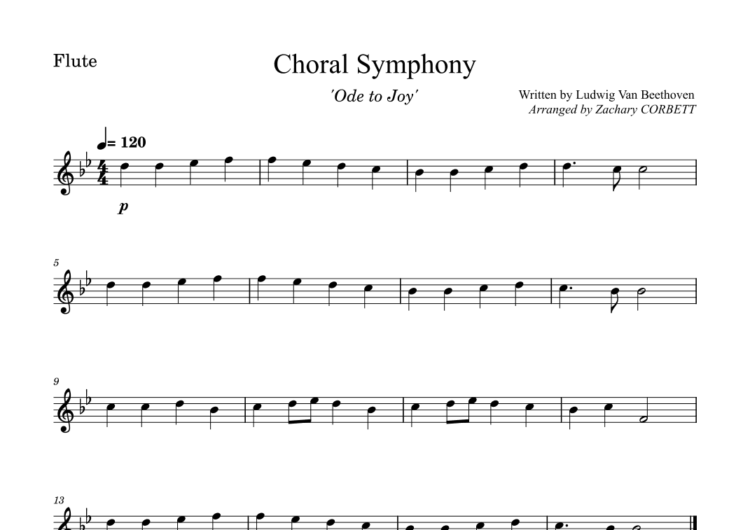 Choral Symphony Ode To Joy (arr. Zachary Corbett)