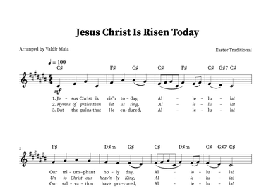 Jesus Christ Is Risen Today - Solo Voice in C Sharp Major (arr. Valdir Maia)