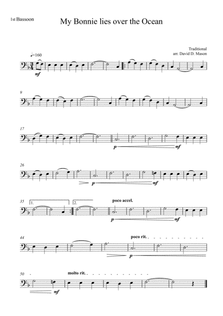 My Bonnie lies over the Ocean (arr. David D. Mason)