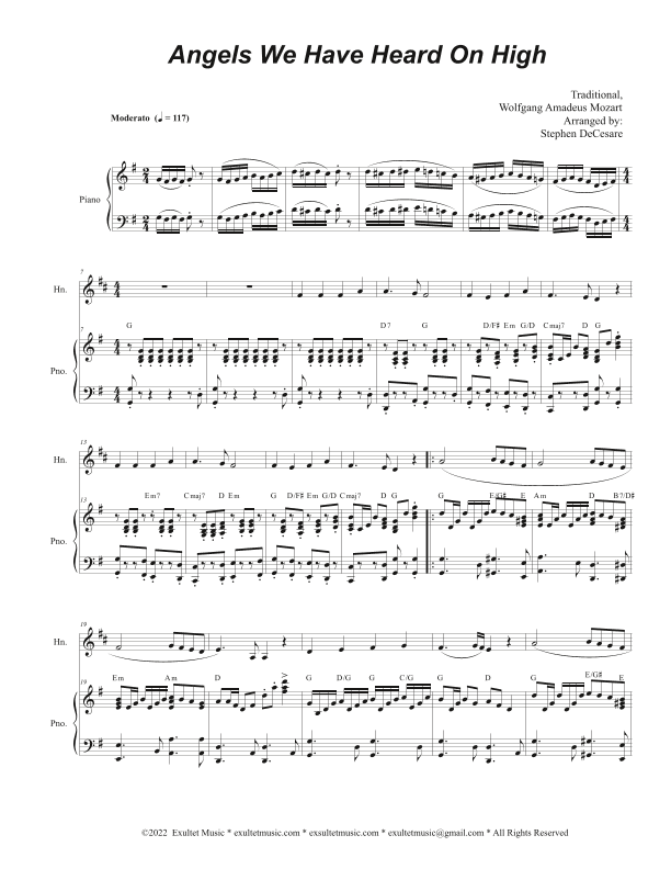 Angels We Have Heard On High (French Horn solo and Piano) (arr. Stephen DeCesare)