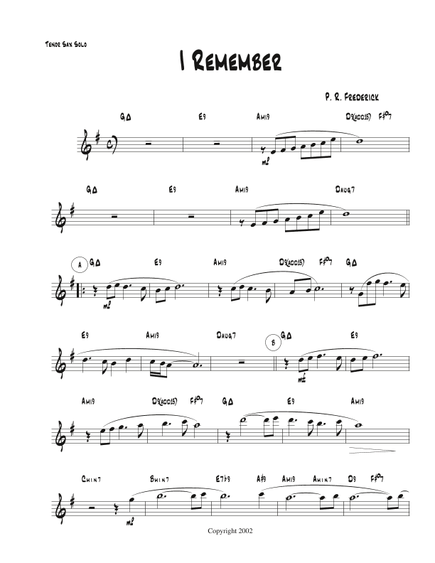 I Remember (Tenor Sax Solo)
