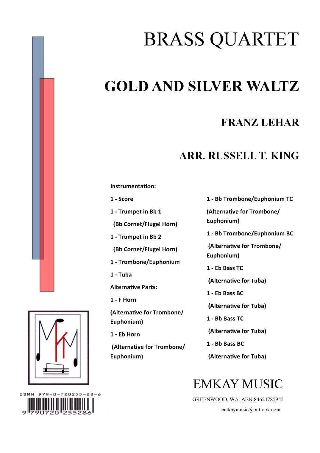 GOLD AND SILVER WALTZ – BRASS QUARTET (arr. RUSSELL T. KING)