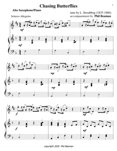 Chasing Butterflies-alto saxophone/piano (arr. Phil Beaman)