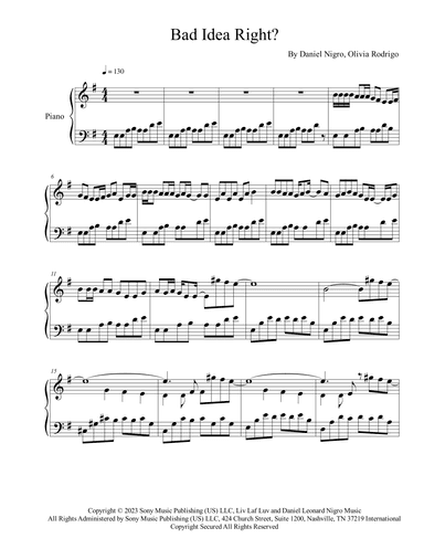 Bad Idea Right? (arr. Iván Díaz)