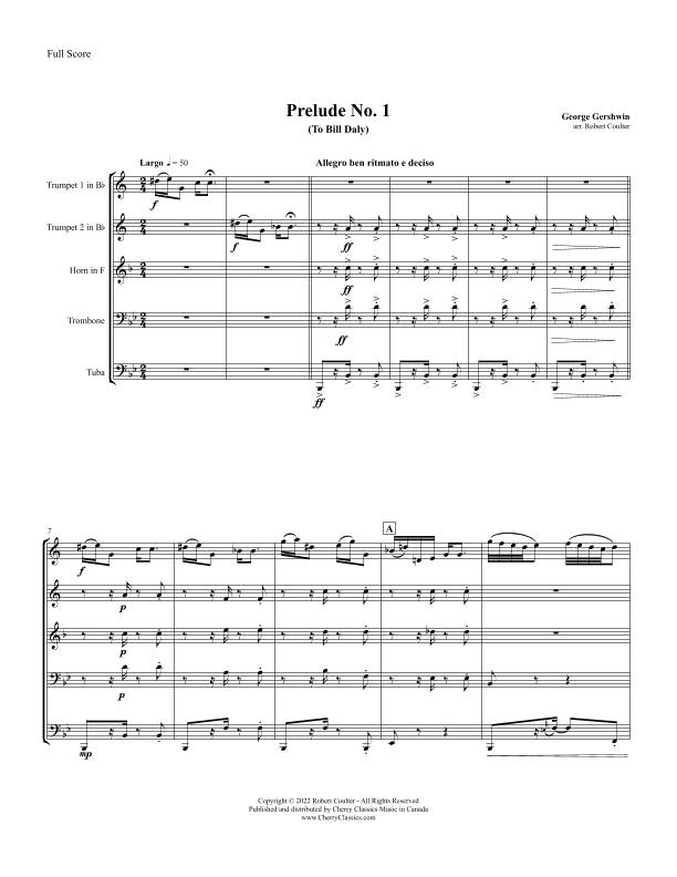 Three Preludes for Brass Quintet (arr. Robert Coulter)